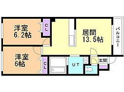 VICTORIA10 2LDKの間取図画像