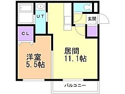 フェバリット千歳末広 1LDKの間取図画像