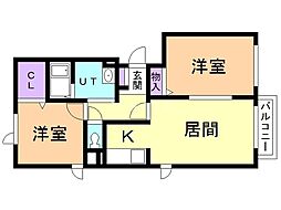 ホークフェザー8 2LDKの間取図画像