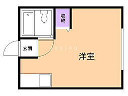 リラーハイツ高台 1Kの間取図画像