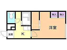 レオパレス向陽台B 1Kの間取図画像