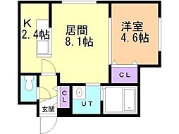 千歳市青葉2丁目マンション 1LDKの間取図画像