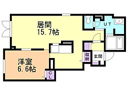 アルベロ・ブルー 1LDKの間取図画像