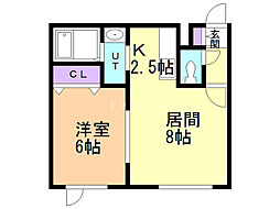 グレースK2 1LDKの間取図画像