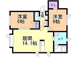 ヴェールメゾンB 2LDKの間取図画像