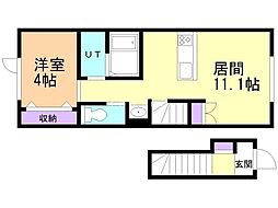 シェーンフラット富丘 1LDKの間取図画像