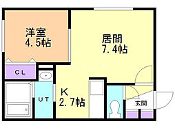 スカイリヴェール 1LDKの間取図画像