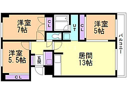 セントラル真々地 3LDKの間取図画像