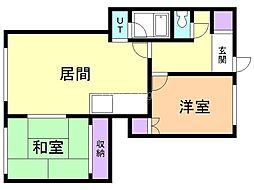 ビューティハイツ 2LDKの間取図画像