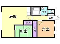 クリスタルヒルズ 2LDKの間取図画像