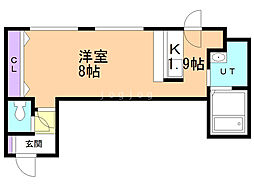 アマン幸町 1Kの間取図画像