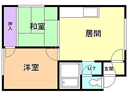 スカイハイム 2DKの間取図画像