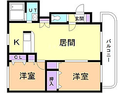 ランピード桂木 2LDKの間取図画像