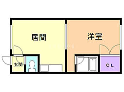 スカイヴィラ 1DKの間取図画像