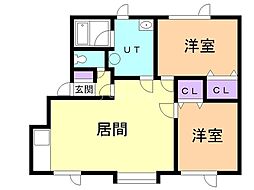 グランドハイツ4 2LDKの間取図画像