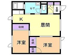 ハイツスズキA 2LDKの間取図画像