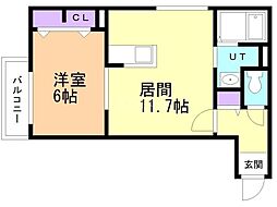 千歳市信濃3丁目マンション 1LDKの間取図画像