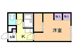 レオパレスおさつ 1Kの間取図画像