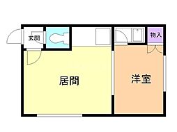 シェレナ住吉6 1DKの間取図画像