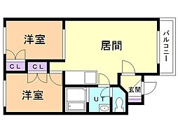 モンブラン2001 2LDKの間取図画像