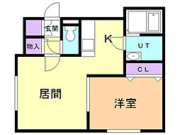 アライブ朝日 1LDKの間取図画像