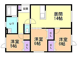 PrinceMansion2 3LDKの間取図画像