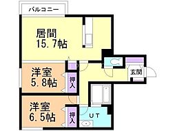 千歳市栄町3丁目アパート 2LDKの間取図画像