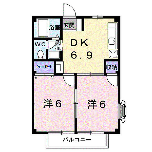 リバーサイド藤和Ａ 101｜岡山県岡山市東区楢原(賃貸アパート2DK・1階・40.04㎡)の写真 その2