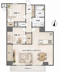 セザール北綾瀬 2LDKの間取図画像