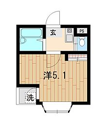 エステラス雅 1Kの間取図画像