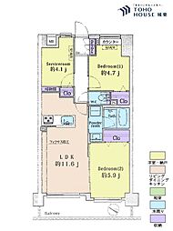 ナイスアーバン亀有さくら通り 2SLDKの間取図画像