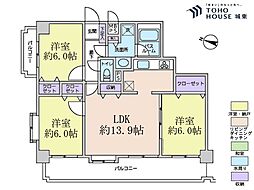 ライオンズマンション谷塚駅前第2 3LDKの間取図画像