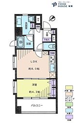 ダイナシティ文京根津 1LDKの間取図画像