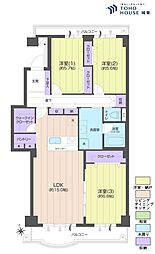 新松戸サンライトパストラル六番街D棟 3LDKの間取図画像