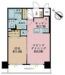 トーア滝野川マンション 1LDKの間取図画像