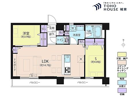 1SLDK、専有面積50.22平米、バルコニー面積7.44平米