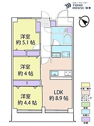 扇サンハイツ 3LDKの間取図画像