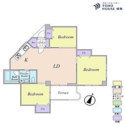 武蔵野グリーンタウンF棟 3LDKの間取図画像