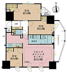 ランドシティ北千住 3LDKの間取図画像
