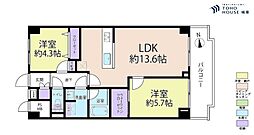 飯田橋第一パーク・ファミリア 2LDKの間取図画像