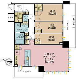 パークシティ小岩ザ・タワー 3LDKの間取図画像