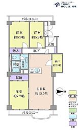 新松戸サンライトパストラル壱番街C棟 3SLDKの間取図画像