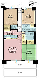 グランシンフォニア戸田公園 3SLDKの間取図画像