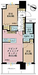 パークシティ小岩ザ・タワー 2LDKの間取図画像