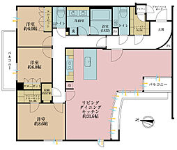 パレロワイヤル市ヶ谷 3LDKの間取図画像