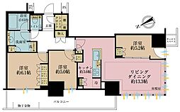 プラウドタワー小岩フロント 31階 3LDKの間取図画像