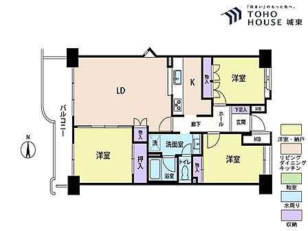 3LDK、専有面積79.08平米、バルコニー面積11.35平米
