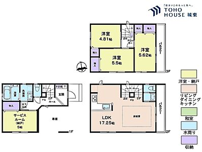 間取り:3SLDK、土地面積58.05平米、建物面積104.94平米 間取り:3SLDK、土地面積58.05平米、建物面積104.94平米