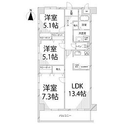 キャッスルコート福崎 3LDKの間取図画像