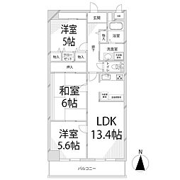 キャッスルコート福崎 3LDKの間取図画像